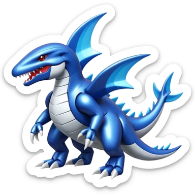 Shiny futuristic Cyber-Garchomp-Kyurem-Kyogre-Latios-Lugia-Fakémon-hybrid-creature (full body)  sticker