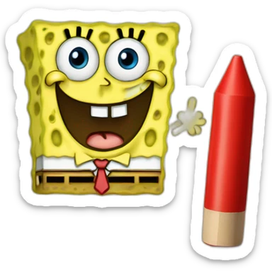spongebob is arabic holding red chalk sticker