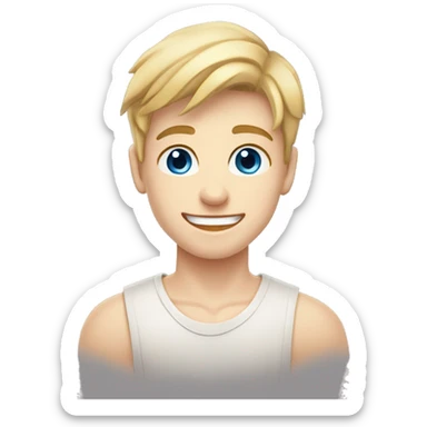 confident happy clean shaven pale teen boy with short blonde light hair blue eyes outdoor portrait sticker