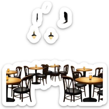 jazz club interior, spotlight on stage, musical notes, audience at tables sticker