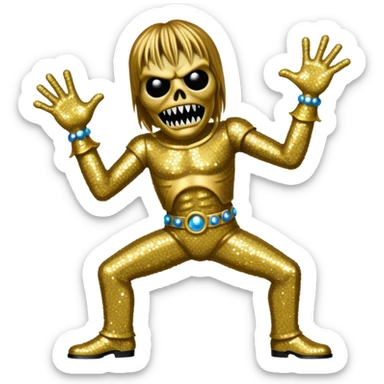 iron maiden monster eddie elegante glamour sparkle dance sticker