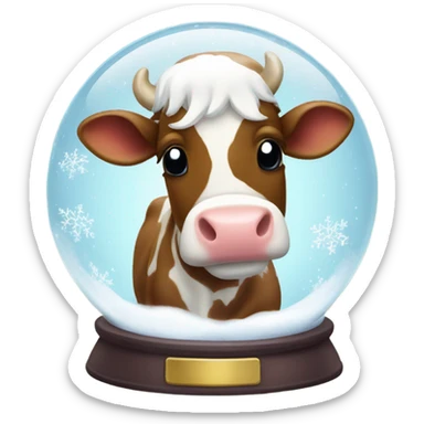 Christmas cow in snowglobes sticker