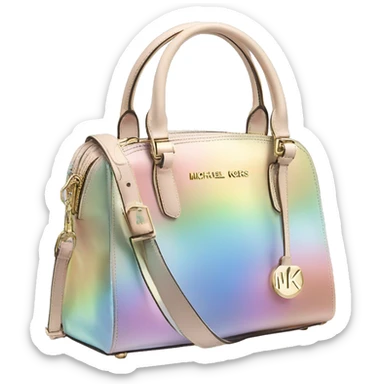 Realistic iridescent pastel rainbow michael kors satchel purse. sticker