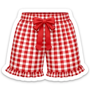 Red gingham patterned ruffle shorts sticker