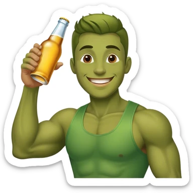 Hulk holding beer bottle hand up and smile hulk hear black  sticker