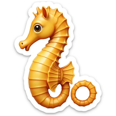 Cinematic Comical Sea Horse Portrait Emoji, Head tilted dramatically with an exaggeratedly amused expression, featuring a delicately curved seahorse with a whimsically coiled tail and wide, comically expressive eyes full of playful disbelief, Simplified yet hilariously expressive features, highly detailed, glowing with a slightly sassy aquatic glow, high shine, dramatic yet playful, stylized with an air of quirky marine mischief, soft glowing outline, capturing the essence of a meme-worthy seahorse that looks ready to drift its way into viral fame! sticker