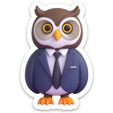 owl wearing a business suit sticker