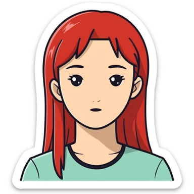 A more into with half black heir and half red hair sticker