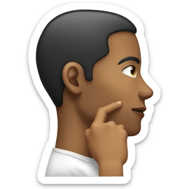 A side profile of a person touching their jawline with their pointer finger  sticker