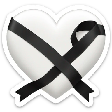 white heart with black ribbon sticker