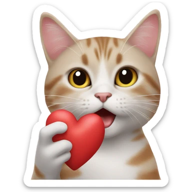 cat blowing kiss heart sticker