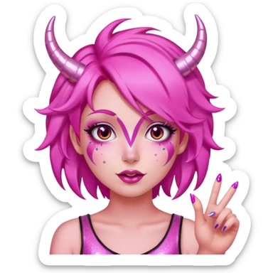 glitter pink girl naughty selfie glitter pink horns sticker