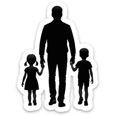 child silhouette walking away from a larger parent silhouette sticker