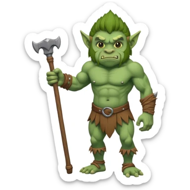 Isometric view full body troll with club  sticker