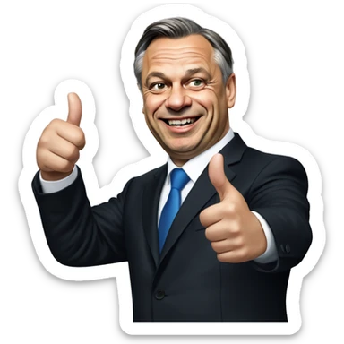 The hungarian president viktor orban realistic portrait give a thumb up sticker