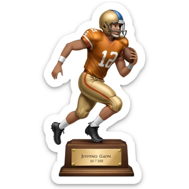 a trophy of a american football player sticker
