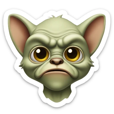Gremlin with flat lips but wide eyes sticker