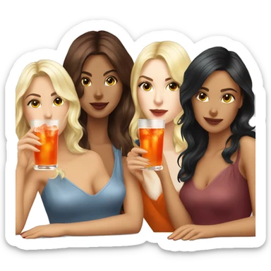 Three beautiful girls Blonde redhead and brunette  drinking aperol   sticker