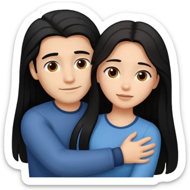 Couple that lobes eachother girl has black lonh hair he is white with brown hair sticker