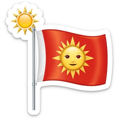 The ezidisch flag is white and red and in the middel is die sun  sticker