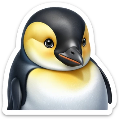 cinematic-adult-emperor-penguin-portrait-emoji,-head-tilted-playfully-and-inquisitively,-with-glossy,-pristine-plumage-accented-by-a-bright-beak-and-round,-sparkling-eyes-filled-with-curiosity,-simplified-yet-irresistibly-adorable-features, black face sticker