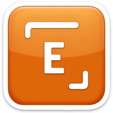 make me an emoji of a orange square with a white E in the center large E must have times new roman font sticker
