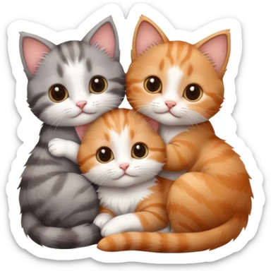 6 tiny kittens cuddling together all different colours, the first one is grey and white, the second is ginger and white and the third is brown tabby and white sticker