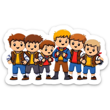 group of kids from the Goonies finding pirate treasure sticker