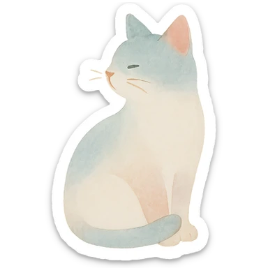 cat icon watercolor art style sticker