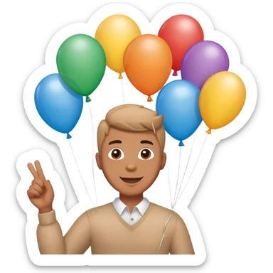  man holding ballon's saying happy birthday sticker