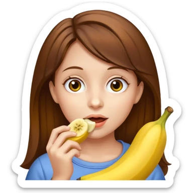 Brown hair Girl eats banana  sticker