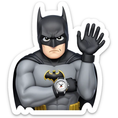 Batman looking stressed at his watch sticker