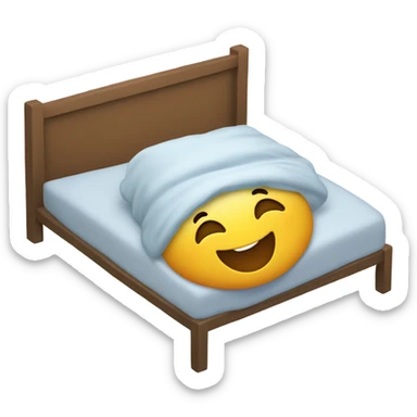 This emoji 😊laying on the bed with their feet sticking out sticker