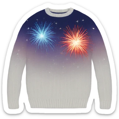 Knit sweater with firework glitter design sticker
