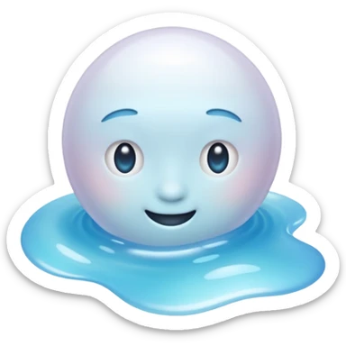 Light blue seashore emoji, pearl texture, soft gradient, smooth curves, glossy finish sticker