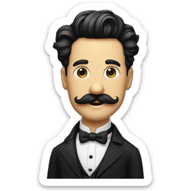 Homme au cheuveux noir avec la moustache de charlie Chaplin et avec des cheuveux plaqué sur le coté sticker