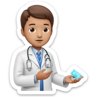 A 3D cartoon doctor examining a lung X-ray on a lightboard, medical room background, Memoji-style realism. sticker