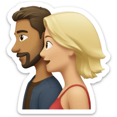 Latin man with beard kissing a blonde woman with short hair sticker