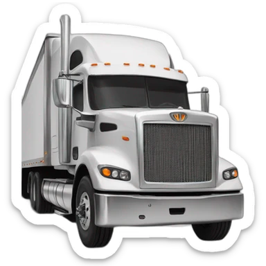 Big rig 18 wheeler with Asian ma taking a photograph n sticker