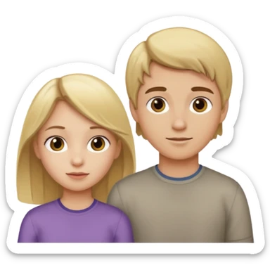 Amour à distance fille blonde et garçon châtain tous les deux clair de peau  sticker