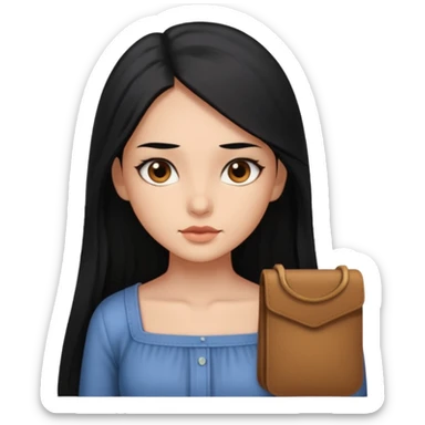 A deep skin girl with long black hair swept to the front and a square neckline shirt and brown eyes sticker