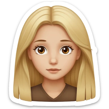 Chica de lentes ojos cafés, cabello largo rubio-castaño aesthetic  sticker