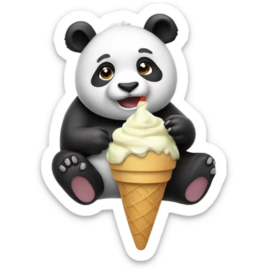 Panda eating ice cream sticker