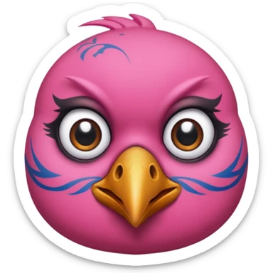pink bird with piercings and excessive face tattoos two eyes sticker