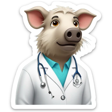 boar as doctor sticker
