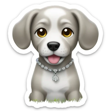 dog jewelry on grass no collar and darker hair sticker