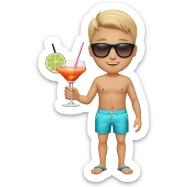 Male pool party with cocktails sticker