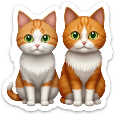 3 tiny different coloured short haired cats including a dark grey and white cat with green eyes,and  a ginger and white with orange eyes and a brown tabby and white with hazel eyes sticker