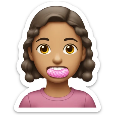 una niña morena con rulos comiendo chicle  sticker