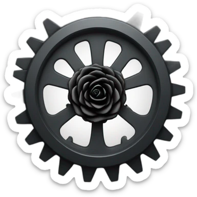 Black Rose inside mechanical gear sticker
